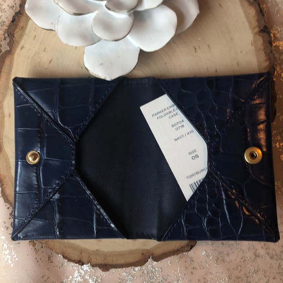 NWT TORY BURCH NAVY PARKER EMBOSSED CARD CASE!! - Picture 6 of 6